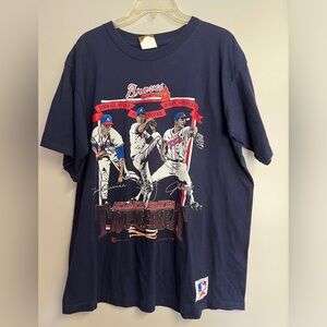 Vintage Atlanta Braves Smoltz Glavine Avery Nutmeg Mills Shirt Sz Large